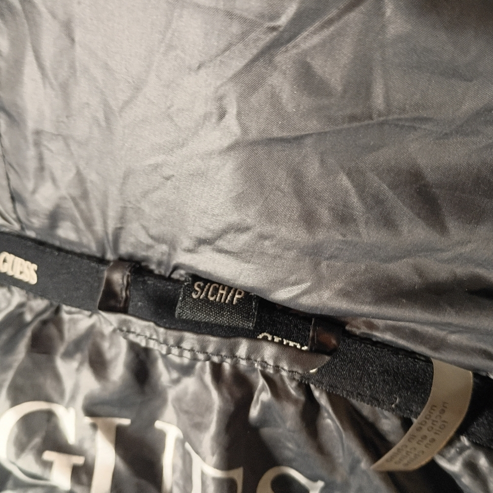 Guess Long Black Puffer Coat W/ Hood - New - Small - Picture 10 of 10